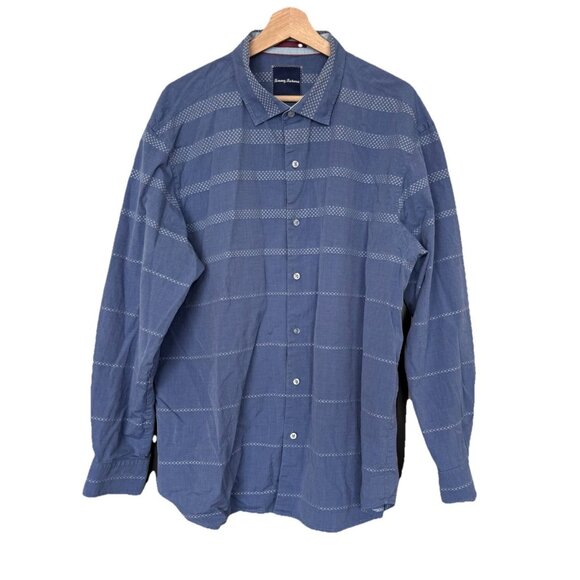 Tommy Bahama Shirt Mens XL Blue Stripe Long Sleeve Button Up Cotton Preppy - Picture 1 of 13